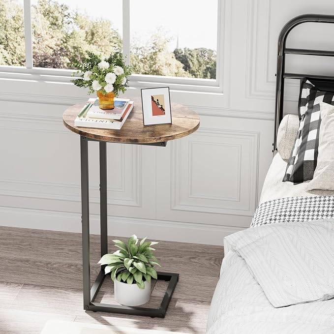 C Shaped End Table, Oval Couch Sofa Side Table - Image 7