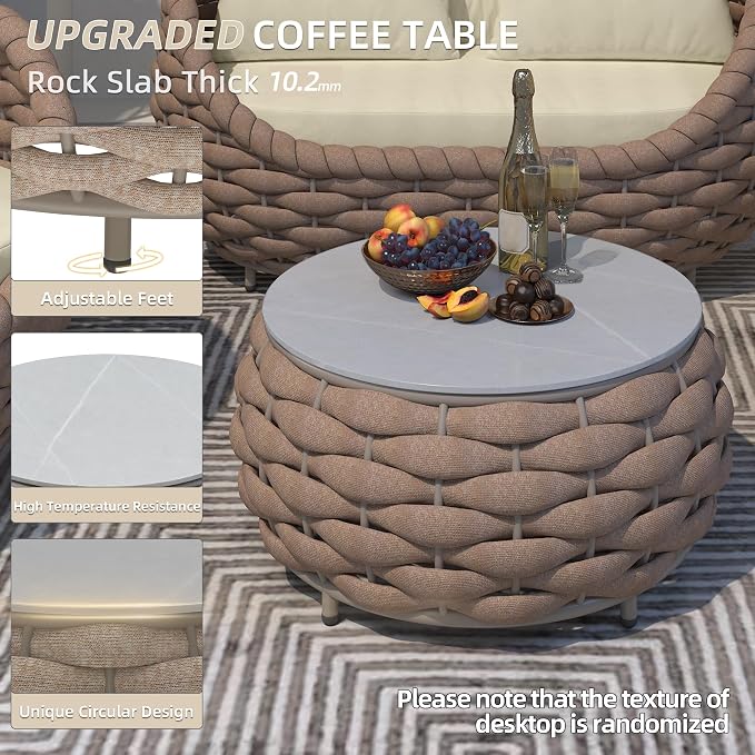 TWT Patio Furniture Sofa Set 4 Pieces Aluminum Outdoor Furniture w/25.6in - Image 4