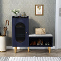 HLR Storage Bench with Glass Door&Shelf, Modern Entryway Shoe Cabinet Bench by HomeDeservesaRelaxLiving