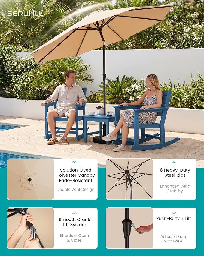 SERWALL Outdoor Rocking Chairs Set of 2 - Image 3