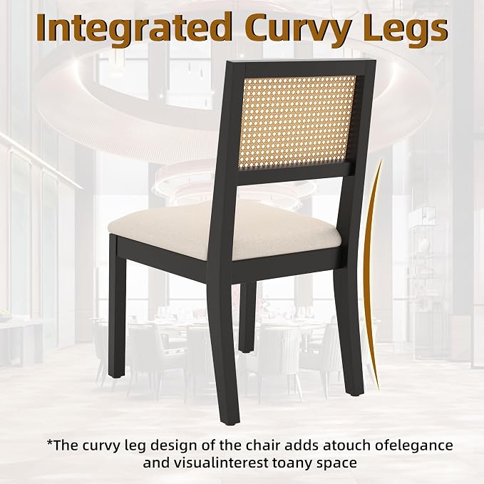 Westice Rattan Dining Chairs Set of 4, Farmhouse Natural Dining Room Chairs - Image 7