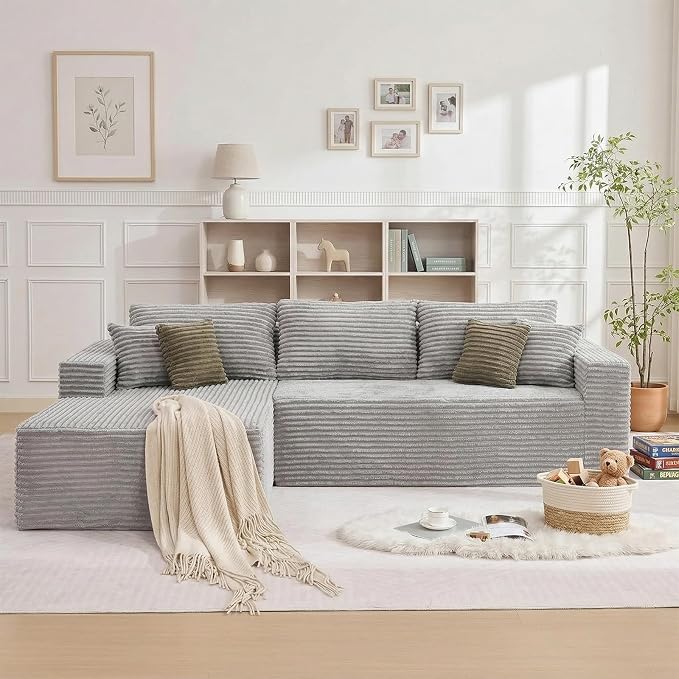 108" Boneless Couch Modular Sectional Sofa, L-Shaped Couch - Image 9