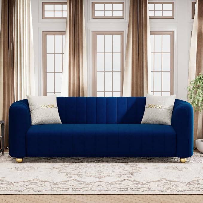 KEAI 83.46" Velvet Couch for Living Room Large Modern Sofa - Image 3