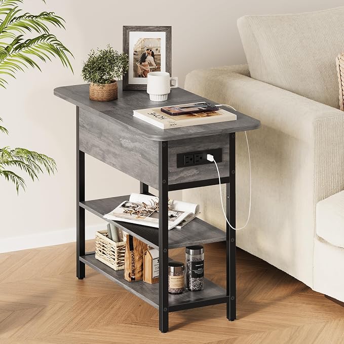 Yoobure End Table with Charging Station, Flip Top Side Table with USB Ports and - Image 8