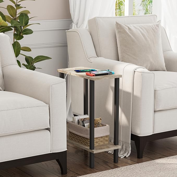 TUTOTAK Small Side Table, Narrow End Table, Skinny Sofa Table, Slim Nightstand - Image 2