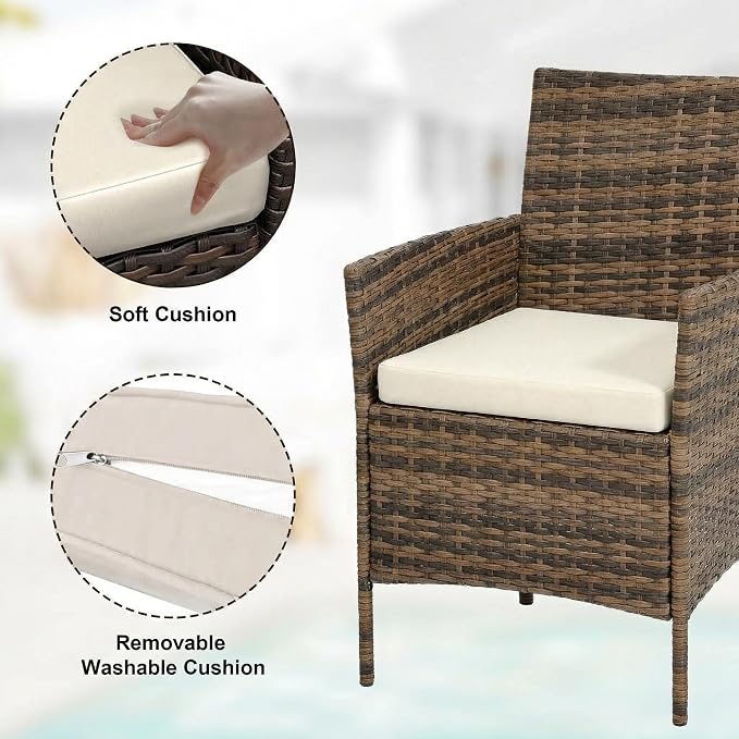GarveeLife 3 Piece Patio Furniture Set, Rattan Outdoor Furniture - Image 4