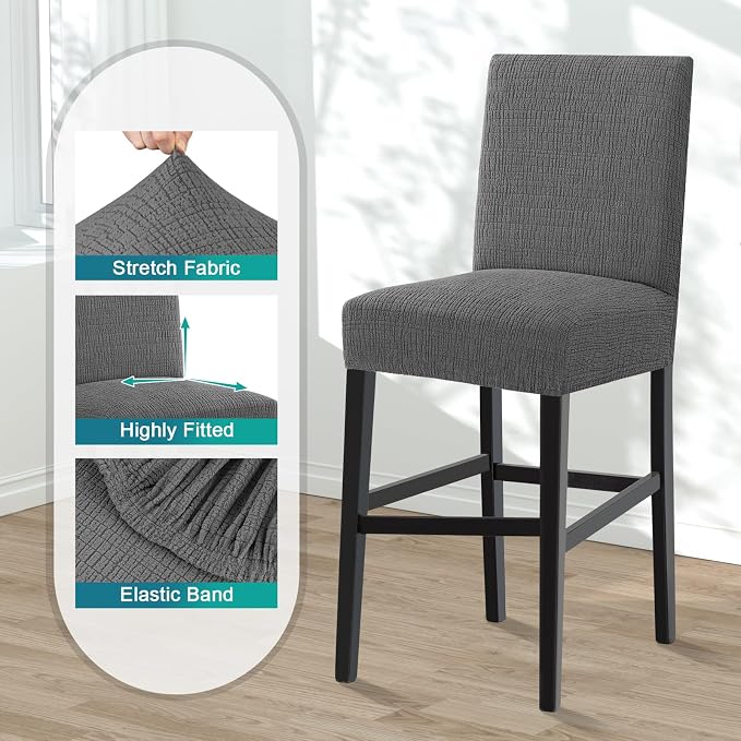 Turquoize 100% Waterproof Bar Stool Cover Stretch Washable Barstool Seat Covers - Image 4