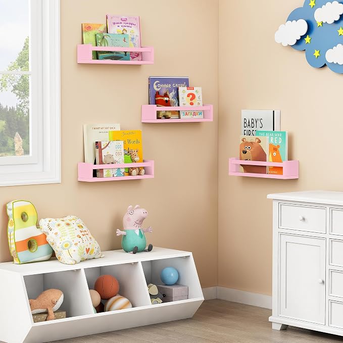 Forbena Pink Nursery Floating Shelves - Image 3