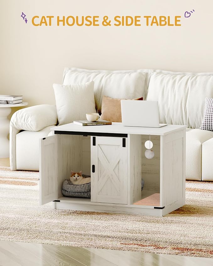 Hzuaneri Cat Litter Box Enclosure, Hidden Litter Box Cabinet Furniture - Image 2