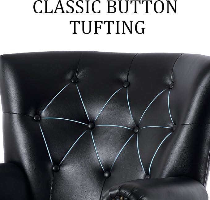 Modern Accent Chair Set of 2, Mid-Century PU Leather Armchair - Image 8