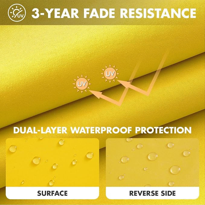 MIULEE Yellow Outdoor Seat Cushion 22x24 Inch Waterproof & 3 Year Fade - Image 3