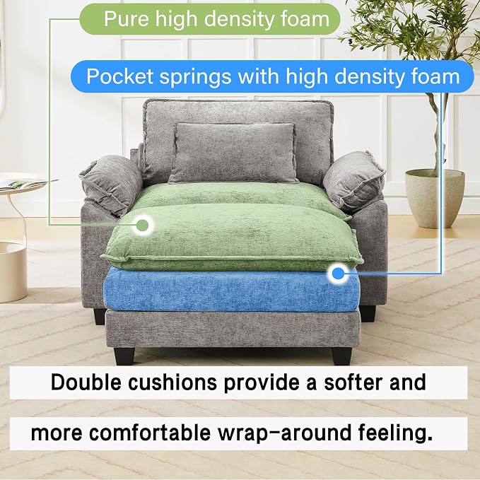 Oprisen 53" Modular Sectional Sofa, Comfy Cloud Couch Sectional Sofa - Image 3