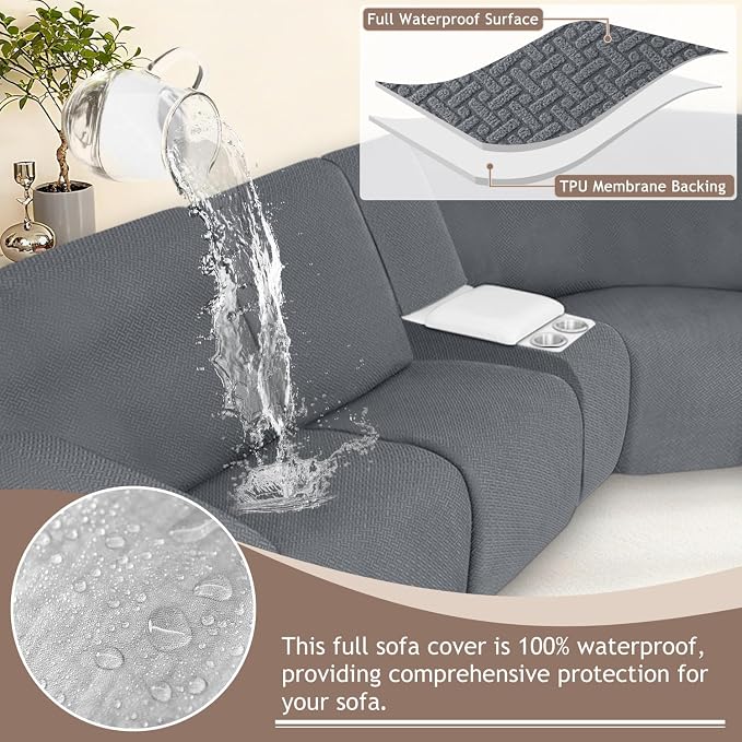 ALIECOM 100% Waterproof Recliner Sectional Couch Covers L Shape Stretch Corner - Image 4