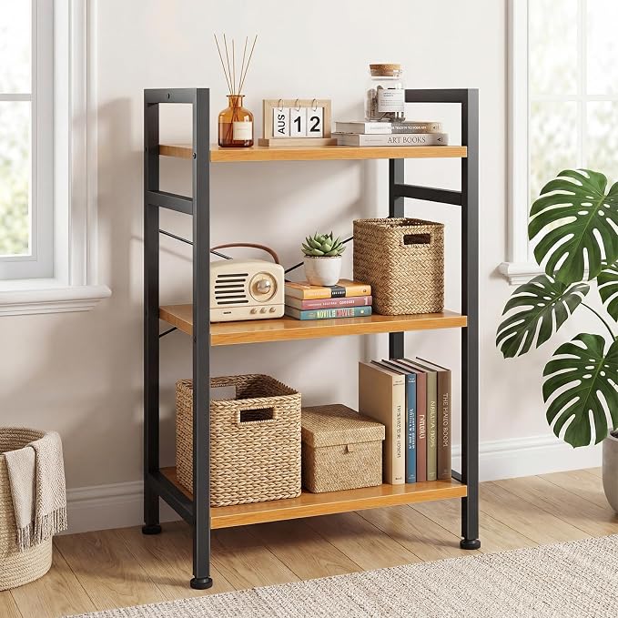 DUMOS 3 Tiers Open Bookshelf, Classic Freestanding Tall Display Shelf, Sturdy - Image 7