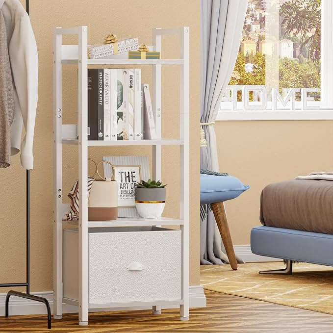 Furologee White 4 Tier Bookshelf - Image 7