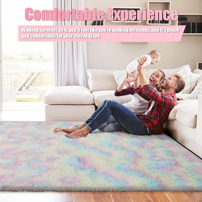 Shag Area Rug for Bedroom 4x6, Fluffy Area Rugs for Living Room, Soft Fuzzy Rug - Image 5