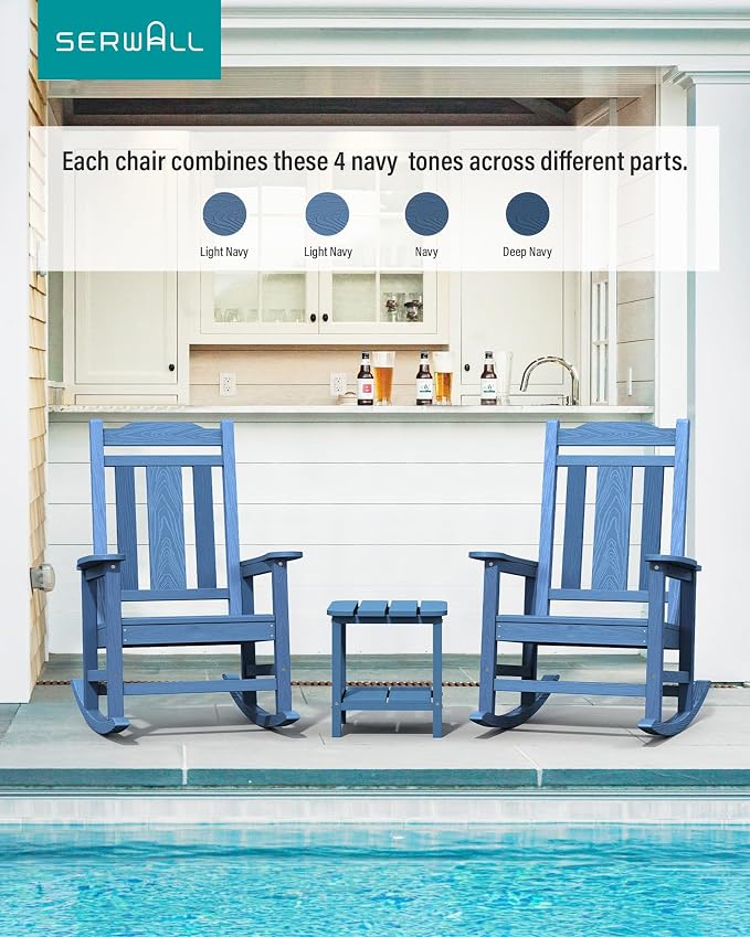 SERWALL Oversized Outdoor Rocking Chair Set of 4, All Weather Patio Rocking - Image 2