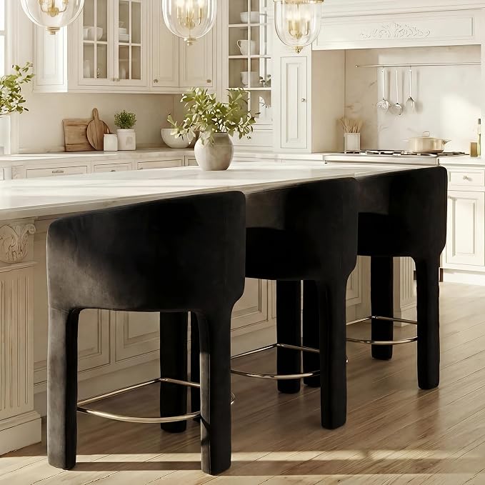 HNY Modern Counter Height Bar Stools Set of 3, Upholstered Barstools - Image 7