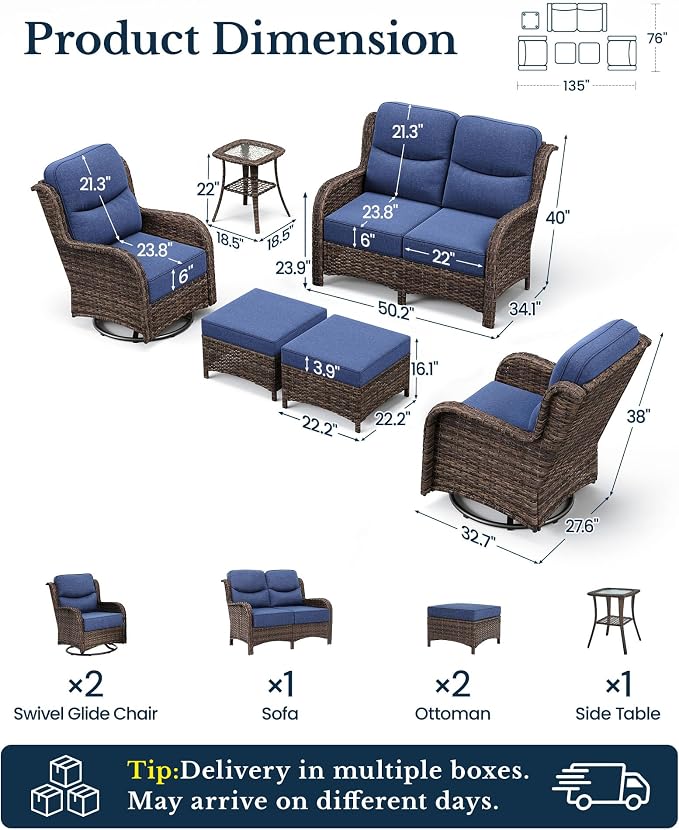 HILLGA 6-Piece Luxury Patio Furniture Set - Image 2
