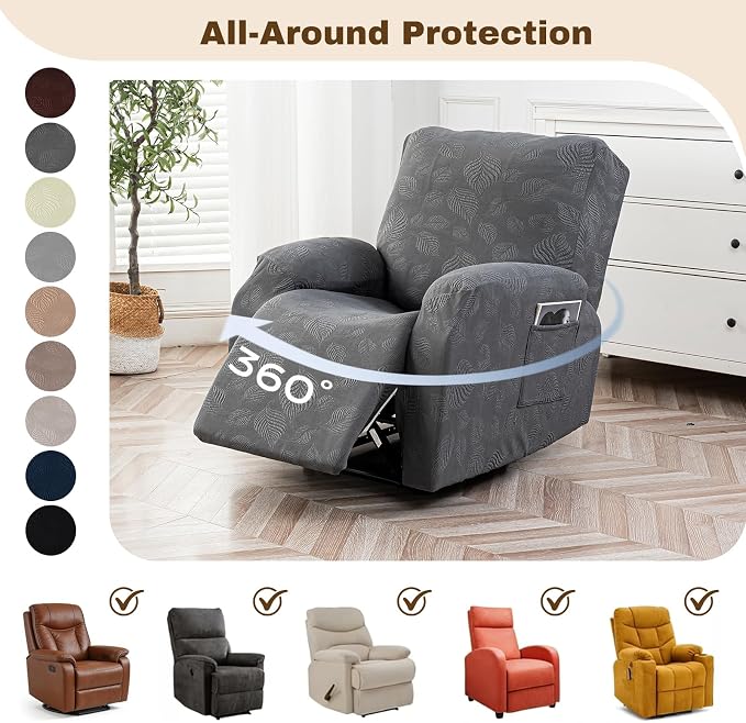 Gennia Recliner Chair Covers 3 Pieces Extra, Waterproof Jacquard Reclining - Image 6