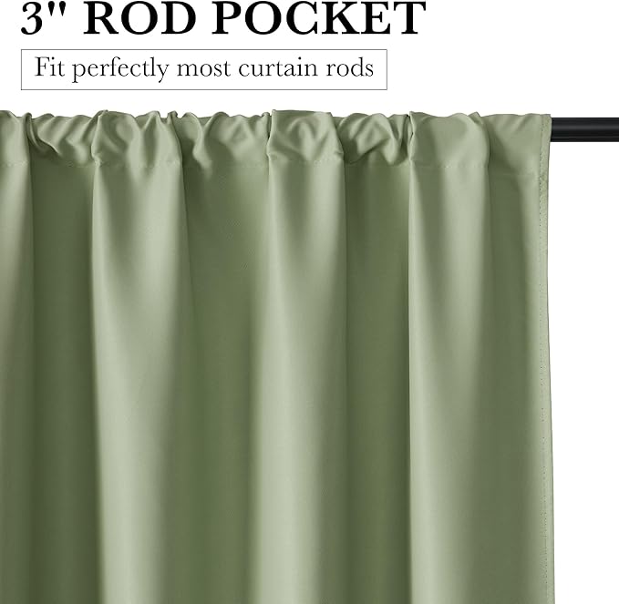 RYB HOME 100% Blackout Basement Curtains 30 inches Long, Heat & UV Blocking - Image 3