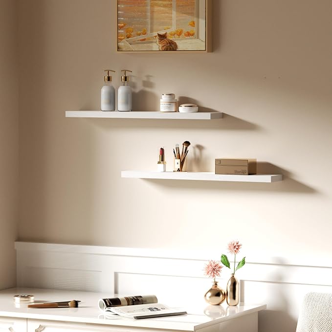 Floating Shelves for Wall, Bathroom Shelves Over Toilet, Wall Shelves & Book - Image 7