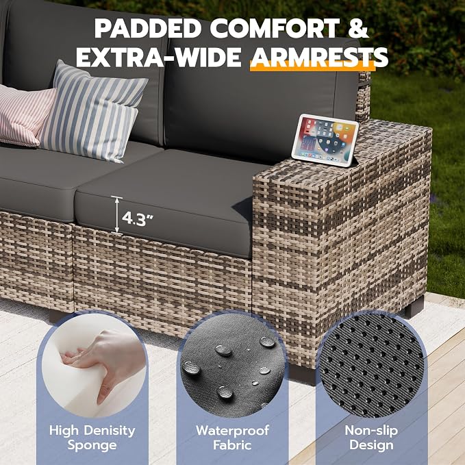 Patio Furniture Set, Wide Armrest Outdoor Furniture Set - Image 3