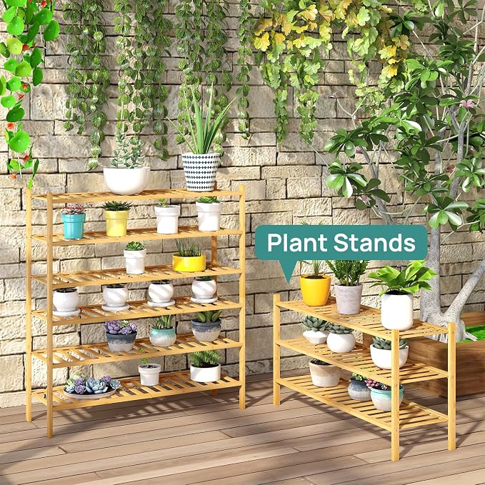 viewcare 3-Tier Long Shoe Rack, Bamboo Wood Shoe Rack - Image 8