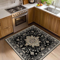 RELEANY Area Rugs Square 4ft Washable Non-Slip, Floral Vintage Distress Print by RELEANY