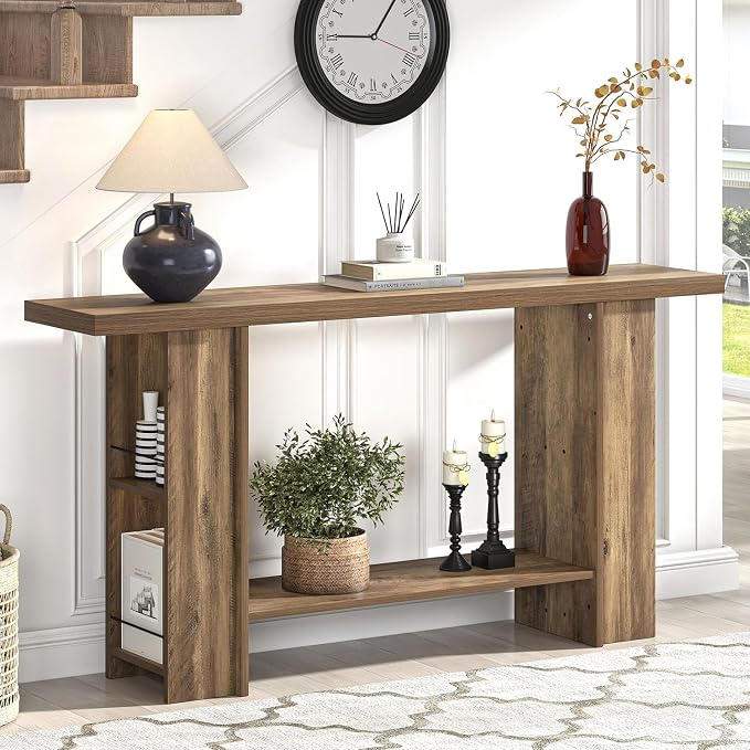 FOLUBAN 53 Inch Long Entryway Table, 2-Tier Wood Console Table - Image 5