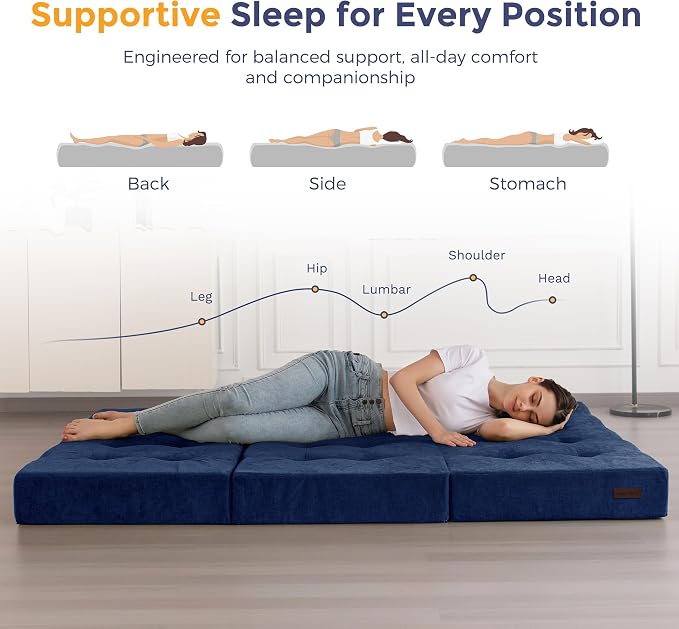 MAXYOYO 6" Folding Sofa Bed for Floor, Tufted Tri-Fold Floor Mattress - Image 9