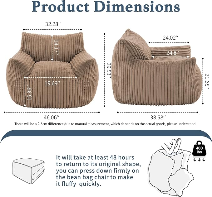 Giant Plush Bean Bag Chair for Adults - Image 2