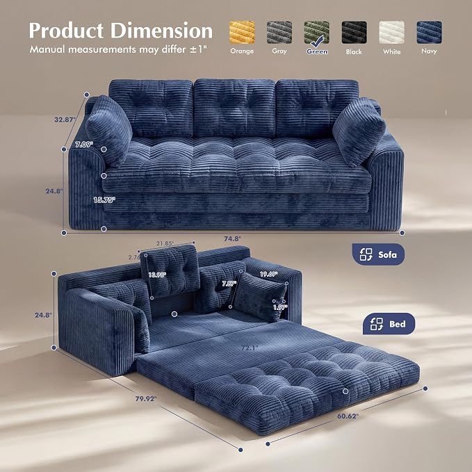 Homkdom 3 Seater Boneless Couch - Image 3
