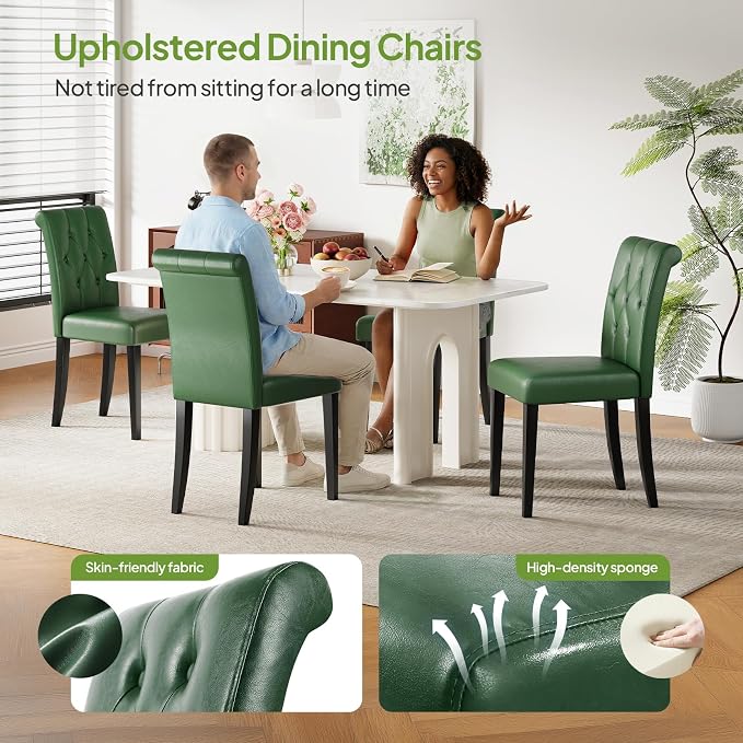 Welzona Upholstered Dining Chairs Set of 4, Button Tufted Parsons Dining Chair - Image 5