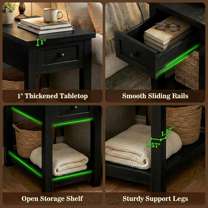 Armocity Narrow End Table with Charging Station - Image 8
