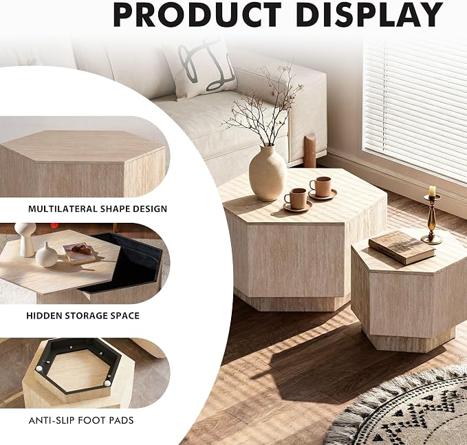Hexagonal Nesting Coffee Tables - Image 3