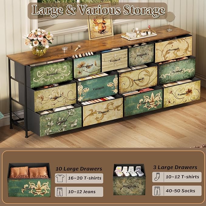 Tohomeor Dresser for Bedroom Chest of Drawers Fabric Dresser for Closet - Image 5
