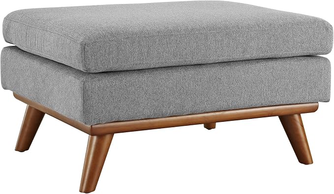 Modway Engage Mid-Century Modern Upholstered Fabric Ottoman in Expectation Gray - Image 4
