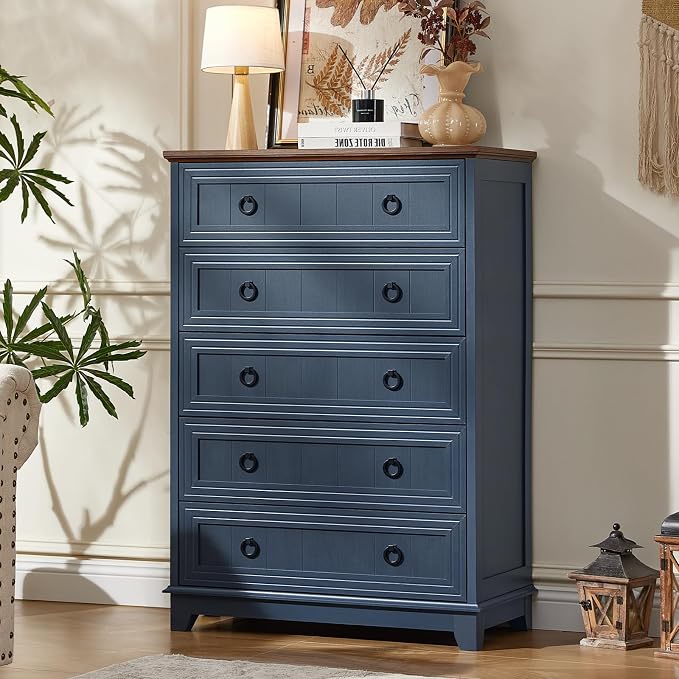 Joaxswe Farmhouse 5 Drawer Dresser - Image 9