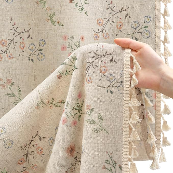 Boho Floral Spring Light Filtering Curtains 90 Inch Length 2 Panels Set - Image 3