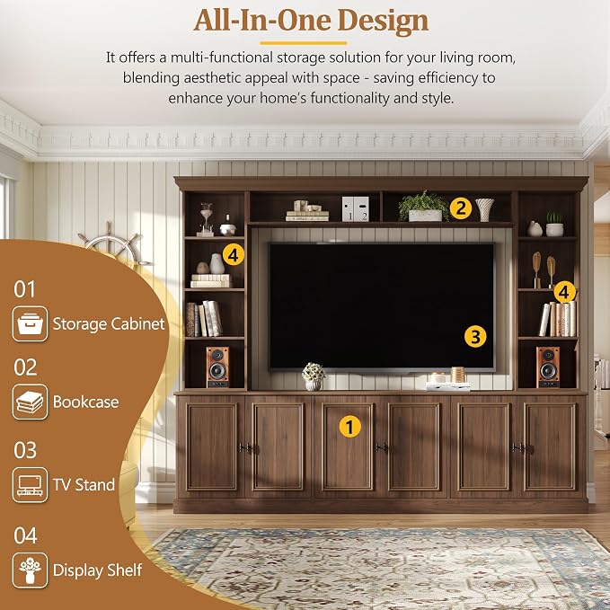 Merax 97.4" W Wall Unit Entertainment Center, TV Stand - Image 3