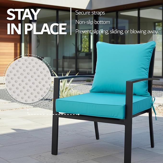19x19 Inch Patio Chair Cushions Set of 2, Outdoor Furniture Cushions - Image 5