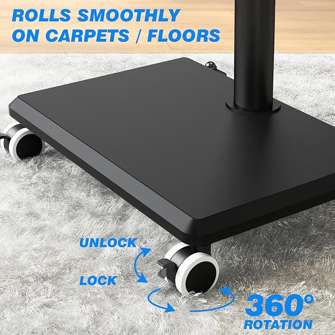 Rfiver Rolling TV Stand for 32 to 55 60 Inch TVs up to 88lbs, Height Adjustable - Image 7