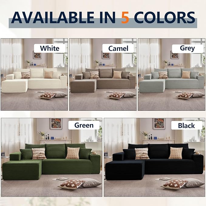 95" Cloud Sectional Couch with L-Shape Chaise, Modern Cloud Couch with Deep Seat - Image 8