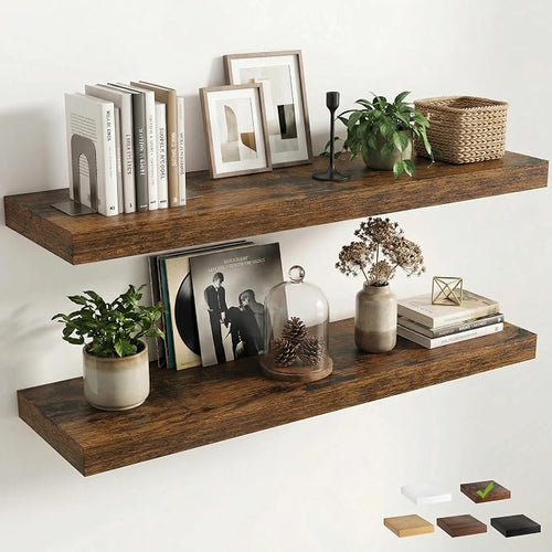 12 inch Deep Floating Shelves for Wall, 48 inch Wide Engineered Wood Wall by Venusmiles