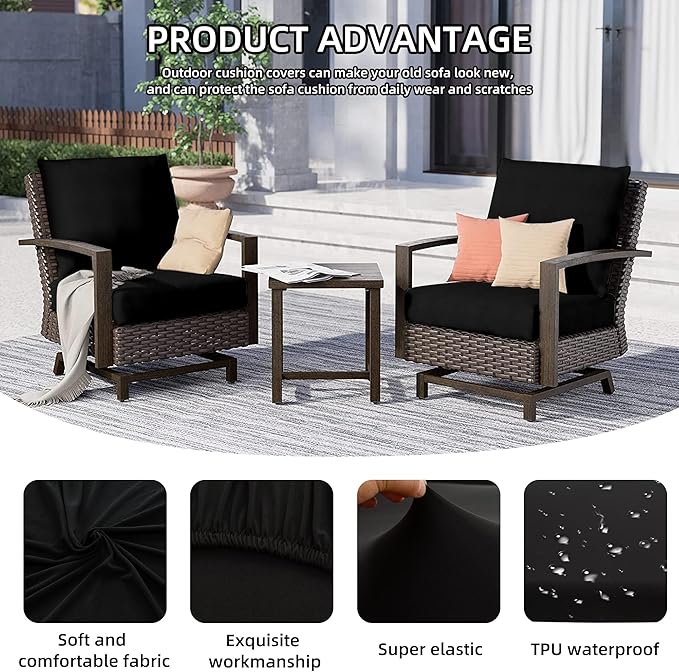 12Pcs Outdoor Cushion Covers, Patio Cushion Covers, Stretch Elastic Slipcovers - Image 3