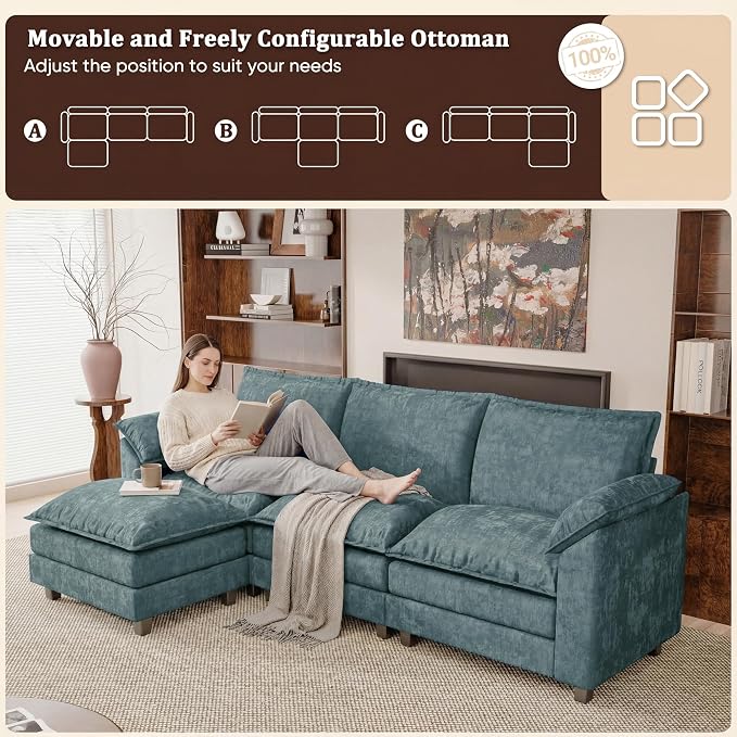 JUMMICO 118.9" Modular Sectional Cloud Couch 3-Seat Sofa Set - Image 4