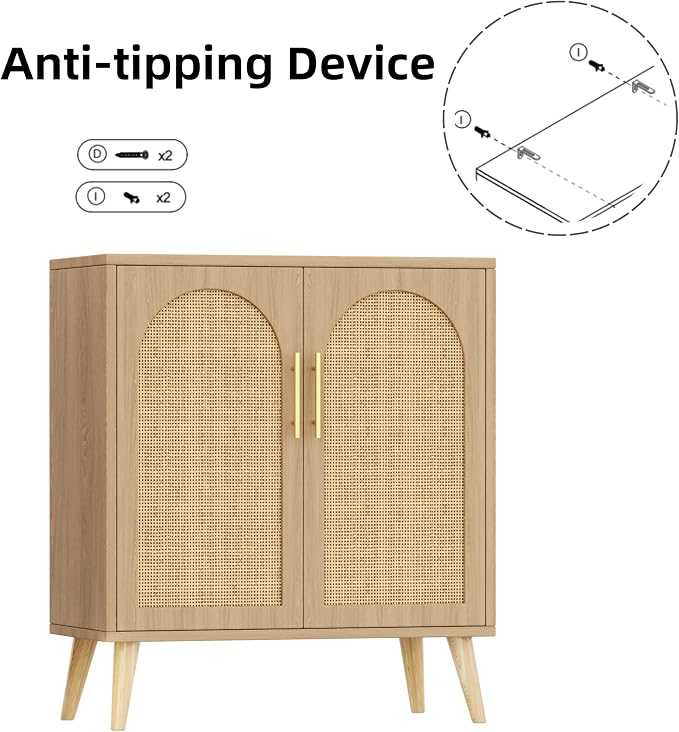 Set of 2 Rattan Buffet Cabinet - Image 6