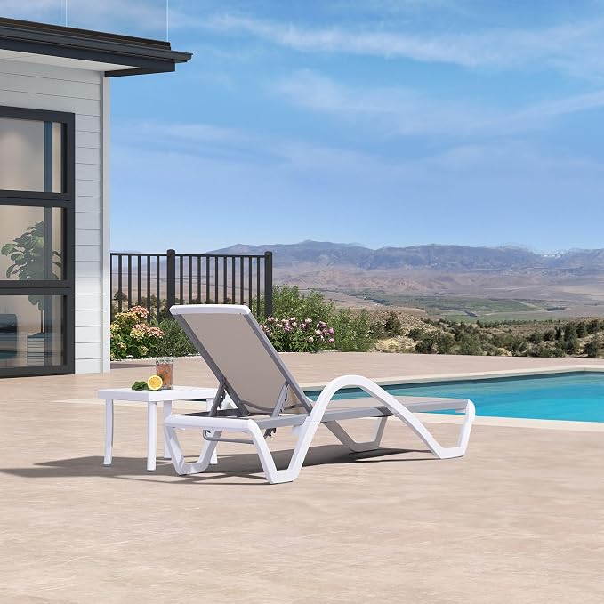 PURPLE LEAF Patio Chaise Lounge Chair Set Outside Aluminum Plastic Stackable - Image 3