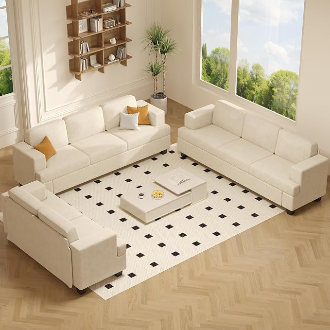 Apicizon 3 Pieces Couch Set Living Room Furniture Sets, Loveseat Sofa & 3 - Image 9
